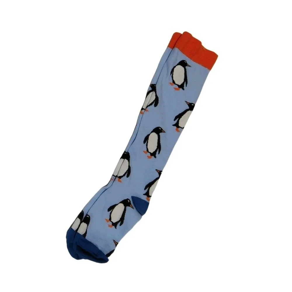 Penguin Animal Print Blue Knee High Compression Socks One Size Unisex NWOT Nurse